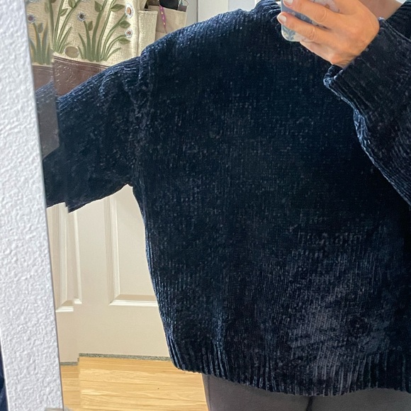 Ellos Chenille navy Blue Sweater thick soft - Picture 5 of 9